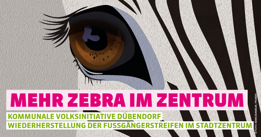 Mehr Zebra im Zentrum - Kommunale Volksinitiative Dübendorf "Wiederherstellung der Fussgängerstreifen im Stadtzentrum" (Bild: Biancavandijk, pixabay)