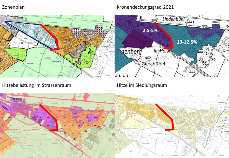 Korrelation von Zonentypen, Kronendeckungsgrad und Hitzebelastung am Beispiel Gfenn/Schörli