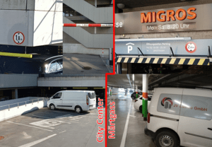 Foto: Gewerbebusse parkieren in den Tiefgaragen City Center und Märtgass (David Siems, zvg)